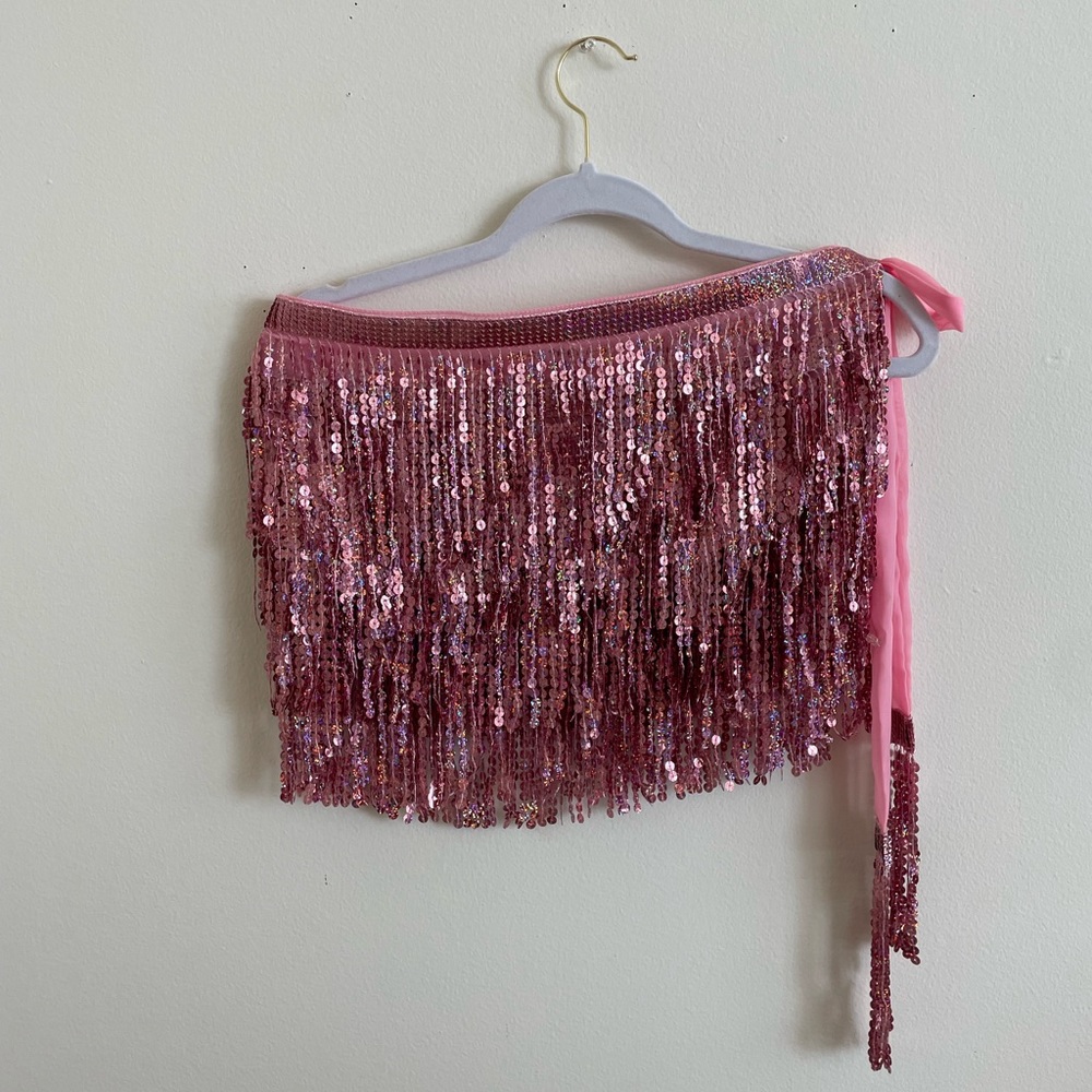 Pink sequin wrap skirt